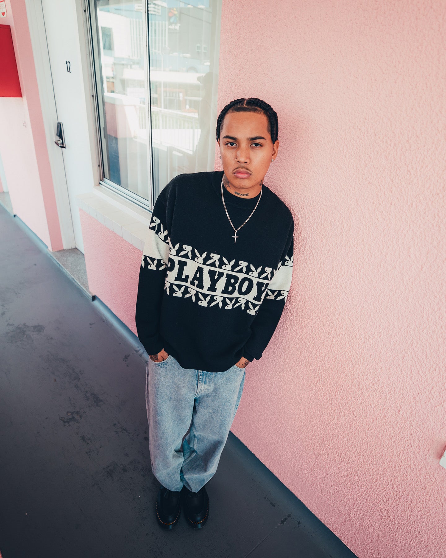 Playboy By CK Cozy Knit Sweater Black/Off White | Culture Kings US