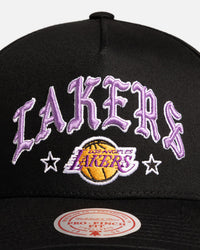 Mitchell & Ness Los Angeles Lakers 'Black Letter' Pro Pinch Snapback Black