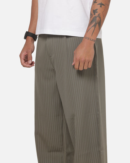 Carre Heritage Pleated Pants Sage Pinstripe