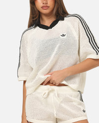 Adidas Women's Crochet Polo Shirt White/Black