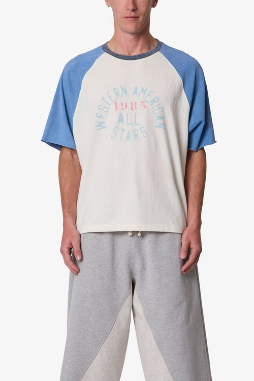 MNML Vintage Baseball 3/4 Sleeve Tee Off White/Blue