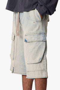 MNML Rave Cargo Denim Short Vintage Blue