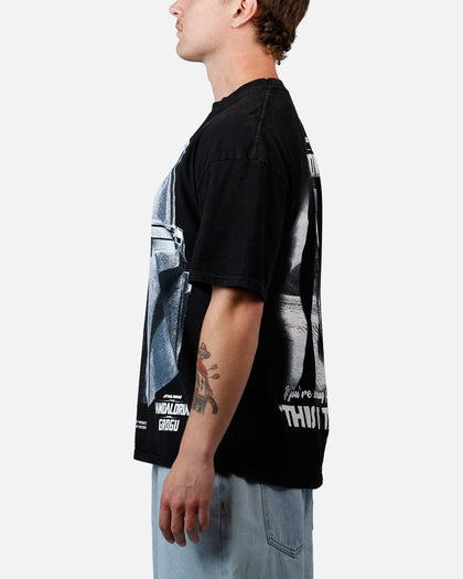 73Studio Star Wars Stand Off Glitter T-Shirt Black Acidwash