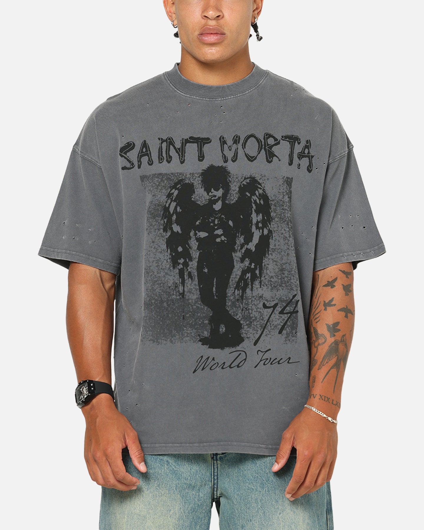 Saint Morta Punk Tour T-Shirt Washed Charcoal | Culture Kings US