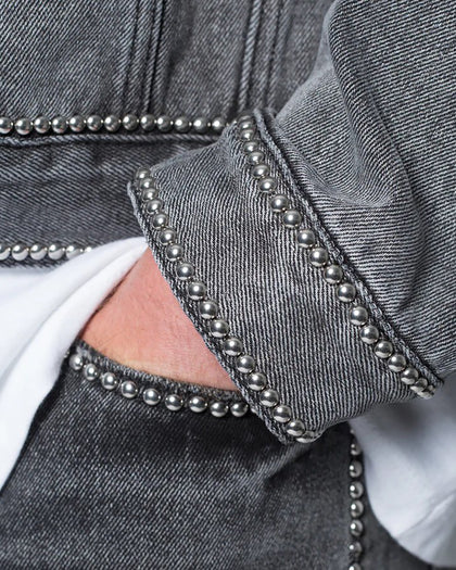 MNML Flat Studded Trucker Jacket Black