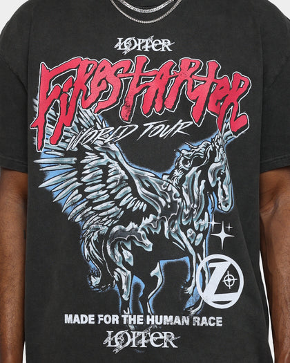 Loiter Firestarter Tour Ultra Premium Vintage T-Shirt Black Wash