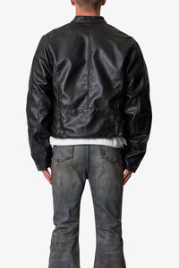 MNML Leather Moto Jacket Black