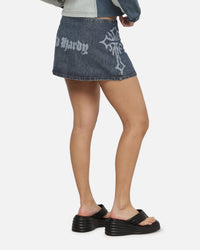 Ed Hardy Women's Crossfire Wrap Skirt Mid Blue