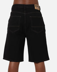 S Double Denim Standard Shorts Black Rinse
