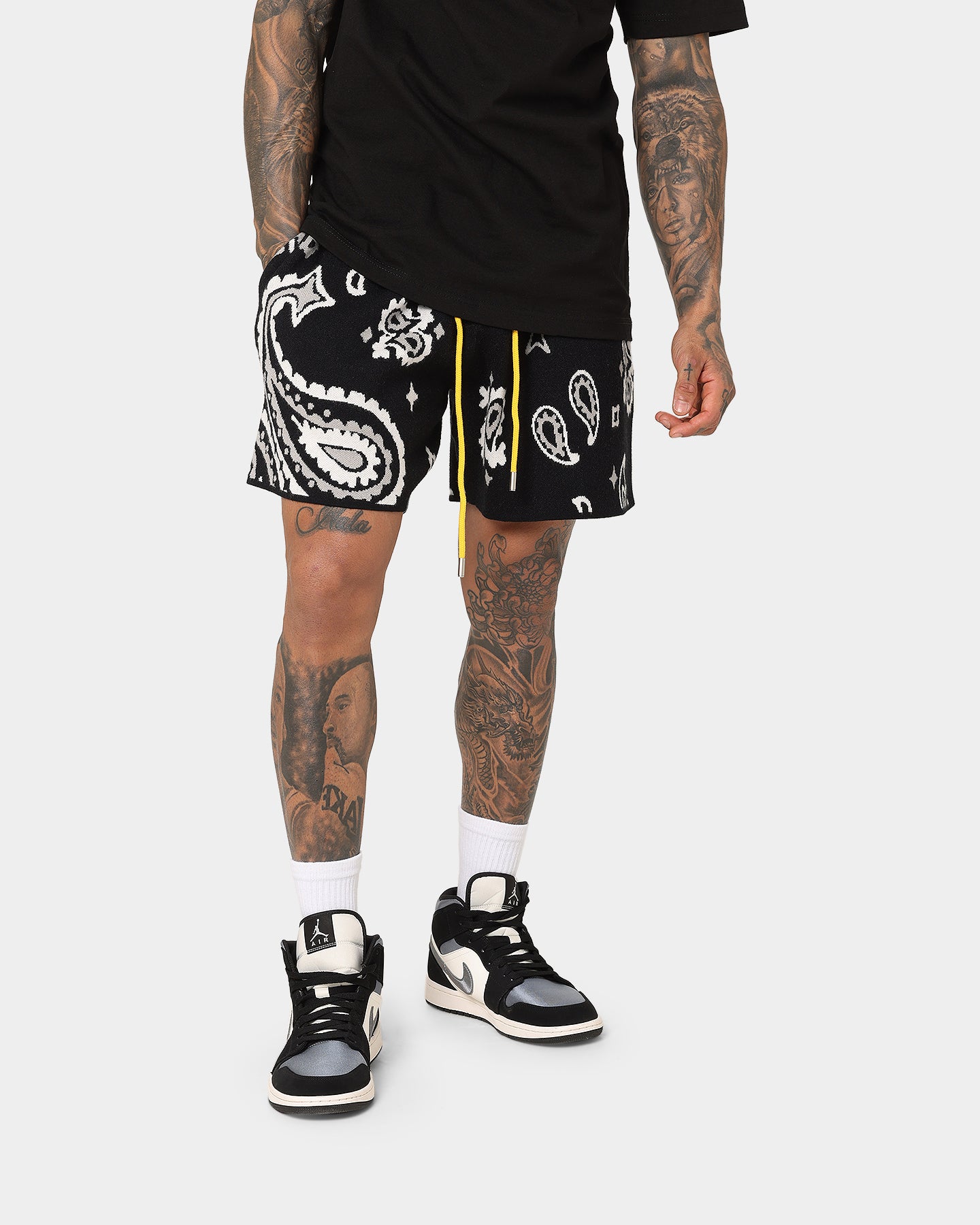 MNML Paisley Knit Shorts Black | Culture Kings US