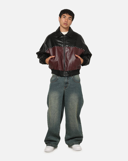 Ed Hardy Voltage Bomber Jacket Black/Burgundy