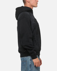 73Studio Marvel Spider-Man Battle Torn Zip Hoodie Washed Black