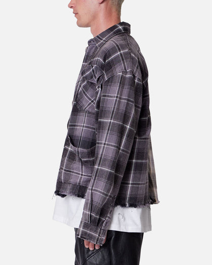MNML Mixed Flannel Button Up Shirt Olive/Brown