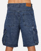 Saint Morta Denim Cargo Shorts Crinkle Stonewash