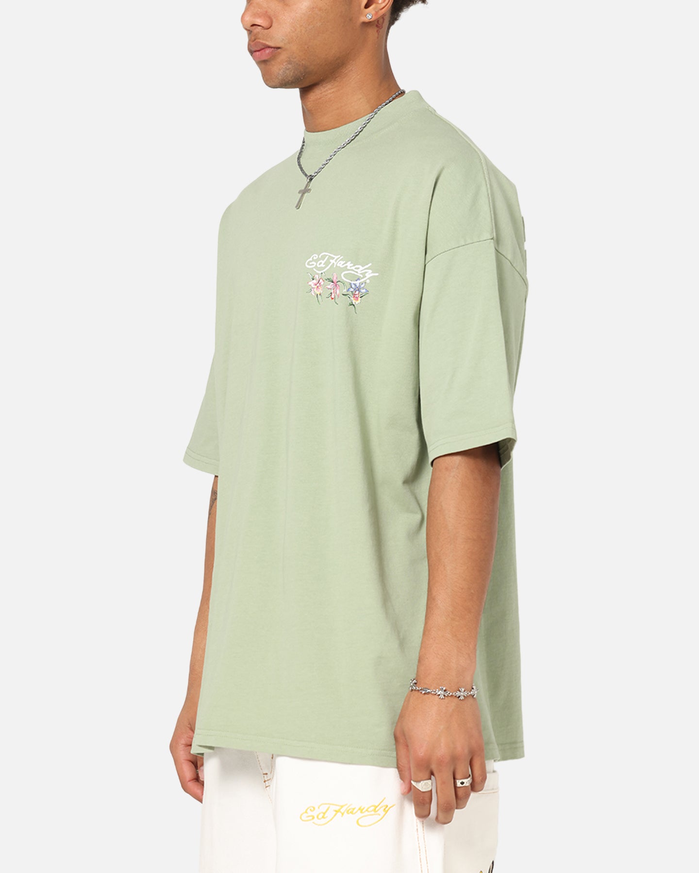 Ed Hardy Flowers T-Shirt Sage | Culture Kings US