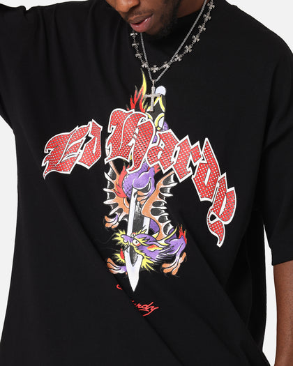 Ed Hardy Dagger Rhinestone Crop T-Shirt Black