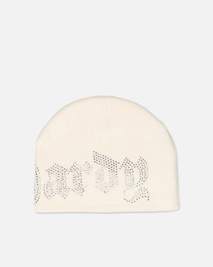 Ed Hardy Rhinestone Beanie Off White