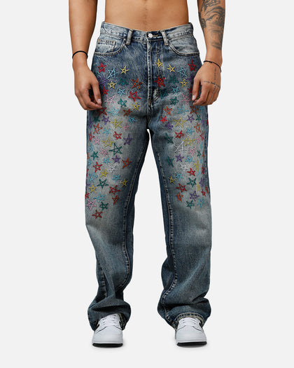 MNML Ultra Baggy Star Denim Jeans Vintage Blue
