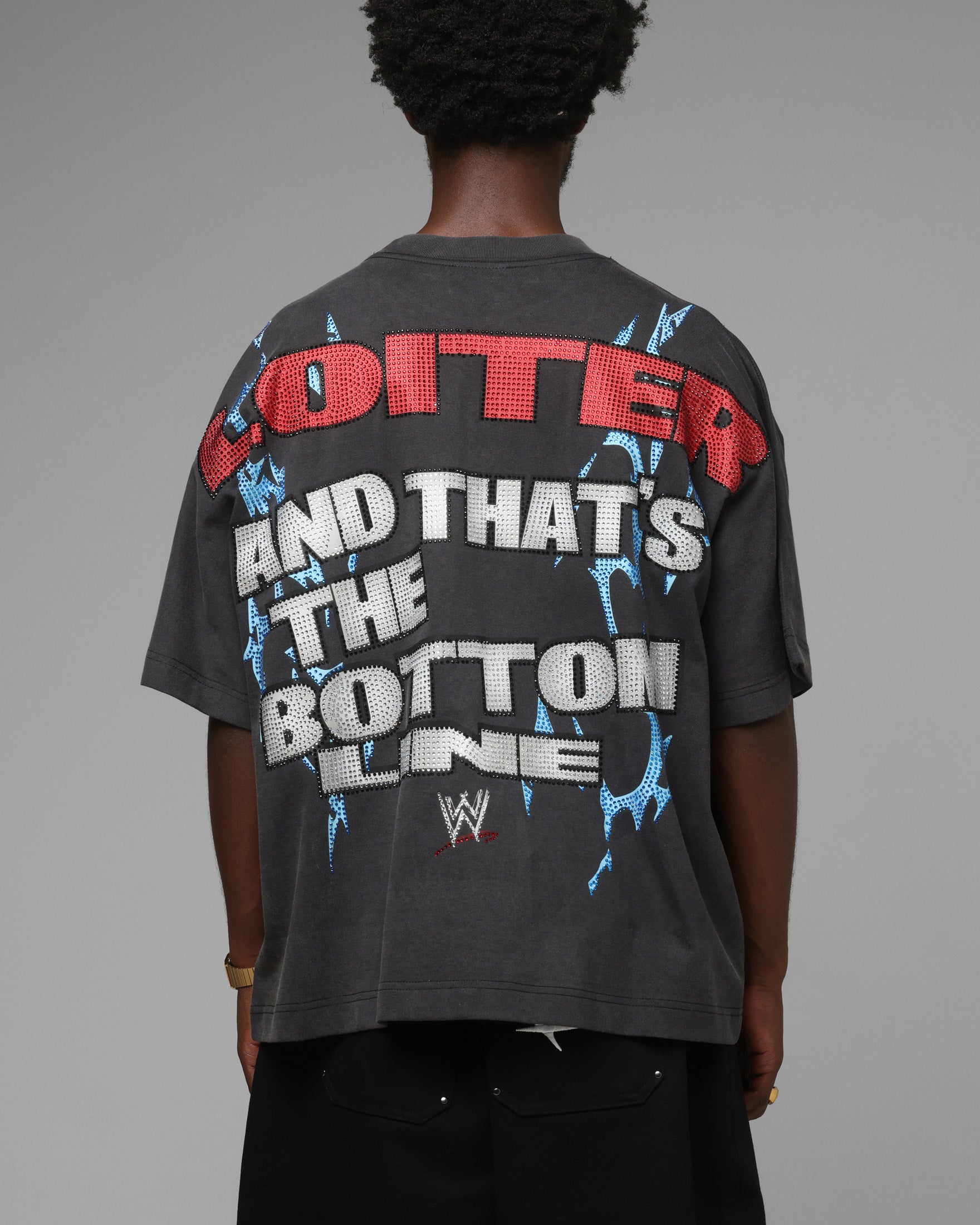 Loiter X WWE Stone Cold Rhinestone T-Shirt Black | Culture Kings US