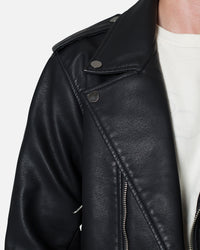 MNML Leather Moto Jacket Black