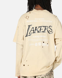 Mitchell & Ness Los Angeles Lakers Chromed Mock Long Sleeve T-Shirt Khaki