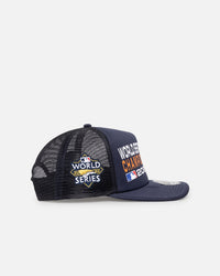 New Era Houston Astros 'Puff Print' Pre-Curved Golfer Trucker Snapback Navy