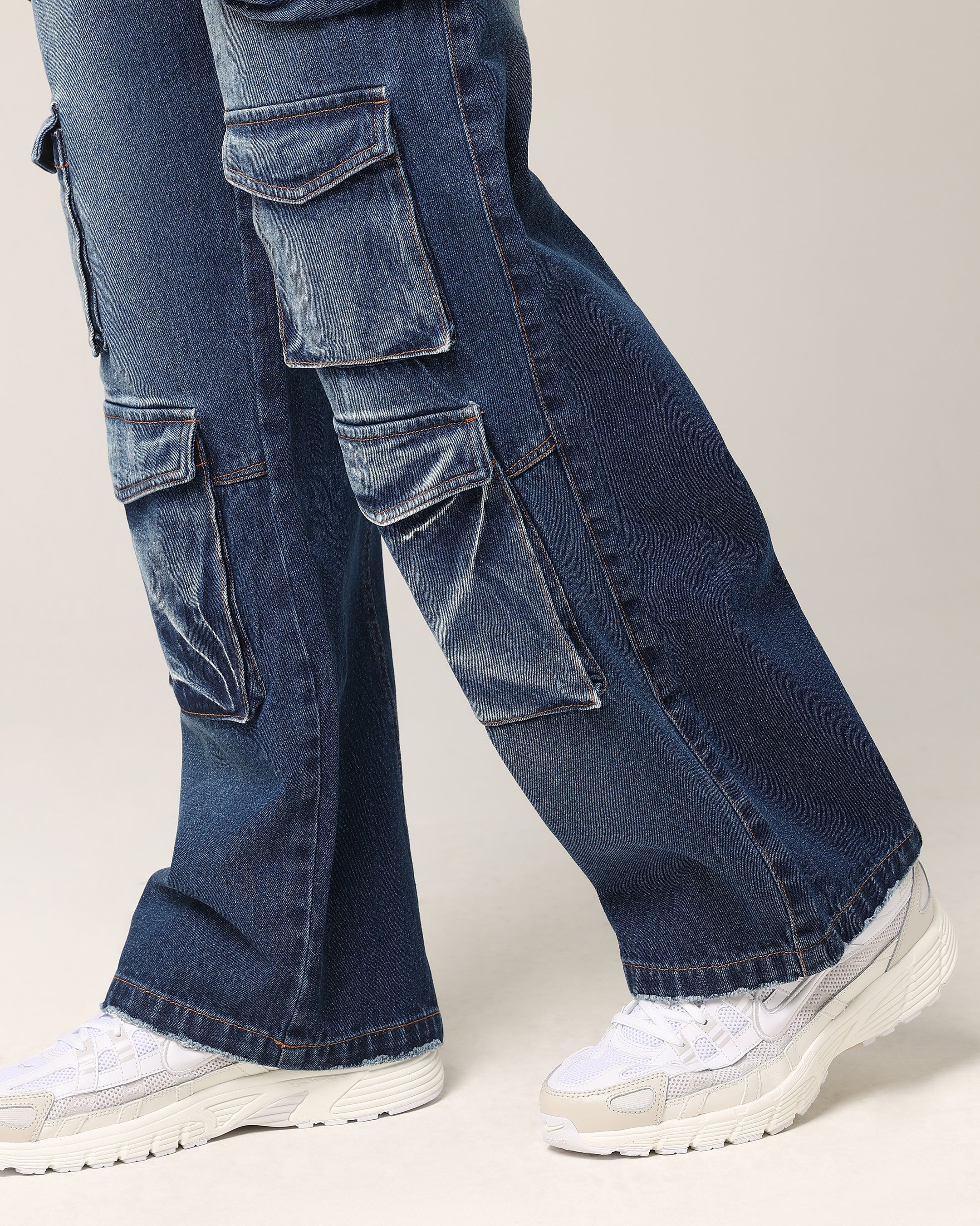 Saint Morta Baggy Cargo Pants Dark Blue Denim | Culture Kings US