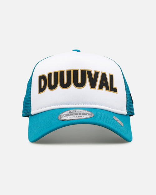 New Era Jacksonville Jaguars 'Team Motto' 9FORTY A-Frame Trucker Snapback Official Team Colors