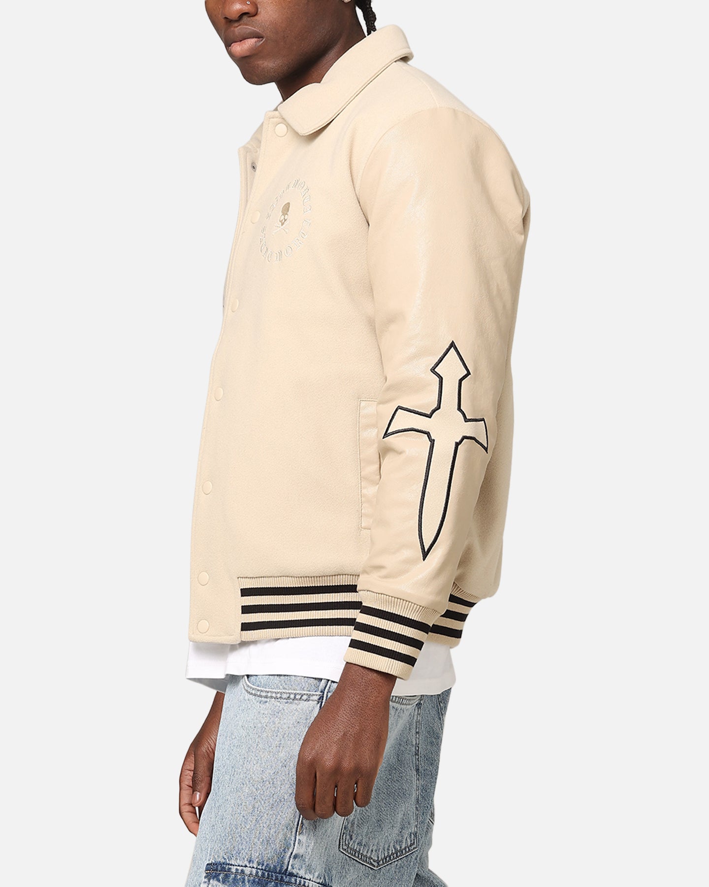 Saint Morta Ceremonies Varsity Jacket Stone | Culture Kings US