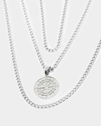 NXS Compass Necklace Set White Gold