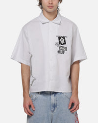 Worship Restraint Box Crop Shirt White Pinstripe