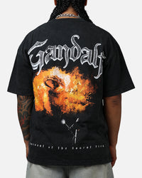 Goat Crew X Lord Of The Rings Gandalf Fire Vintage T-Shirt Black Acidwash