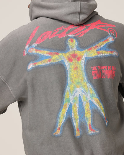 Loiter Human Condition Hoodie Washed Charcoal
