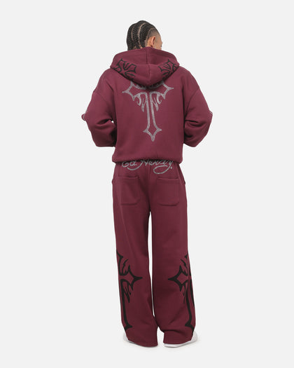 Ed Hardy Trinity Rhinestone Zip Hoodie Plum