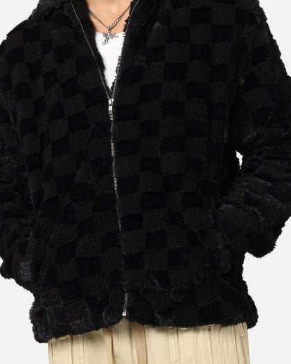 XXIII Checkerboard Fur Jacket Black