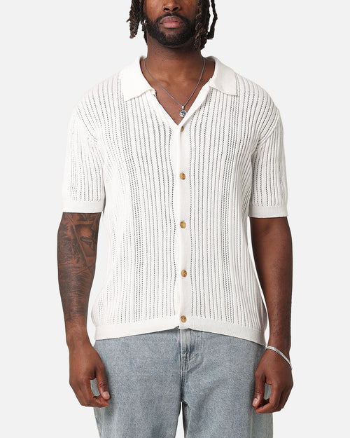 XXIII Elliot Knit Button Up Shirt White