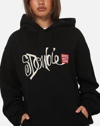 S Double Brush Pullover Hoodie Black