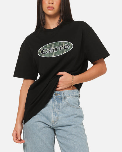 Carre Plaid Oval T-Shirt Solid Black