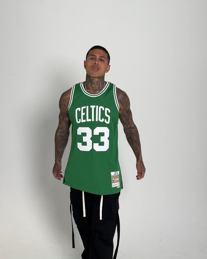 Men's Boston Celtics Larry Bird Mitchell & Ness Kelly Green Mesh T-Shirt