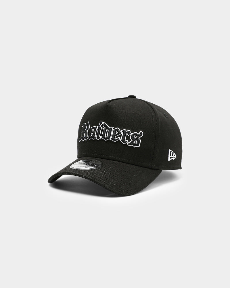 Los Angeles Raiders Mitchell & Ness NFL Fitted Cap Hat Gray Crown Black Visor Black/White Script Logo 7