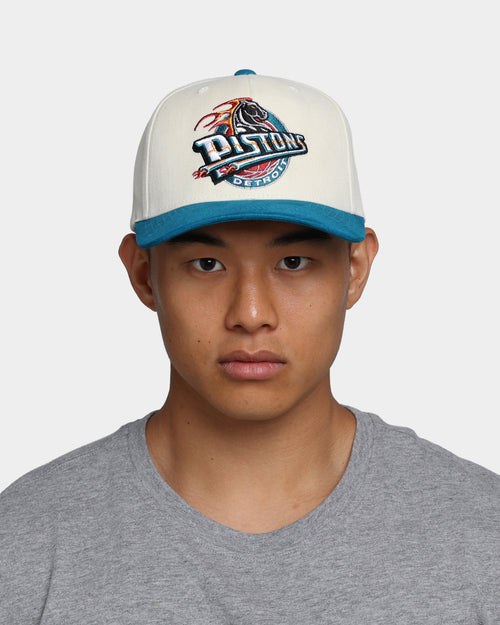 Mitchell & Ness Detroit Pistons Pro Crown Snapback Off White/Teal