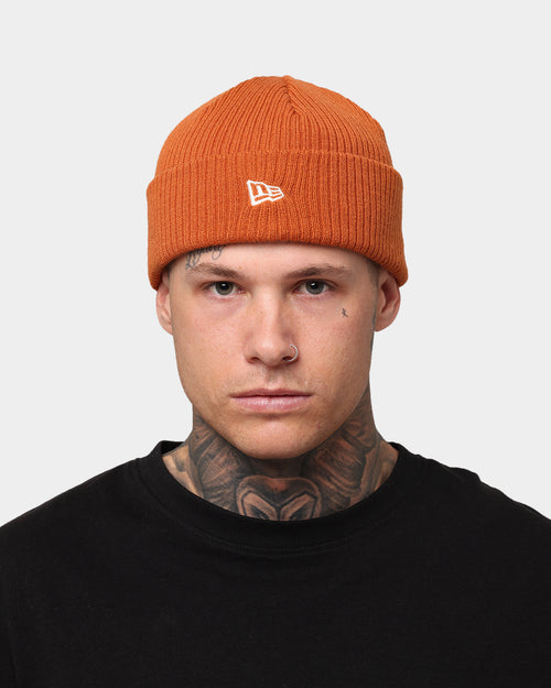 New Era Ribbed Knit Thin Fisherman Beanie Burnt Orange