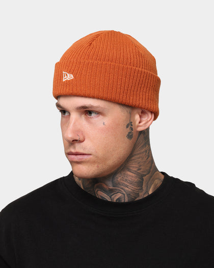 New Era Ribbed Knit Thin Fisherman Beanie Burnt Orange
