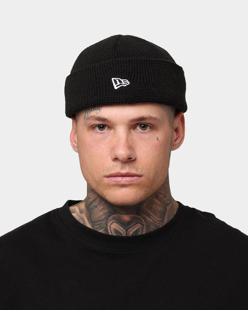 New Era Waffle Knit Thin Fisherman Beanie Black