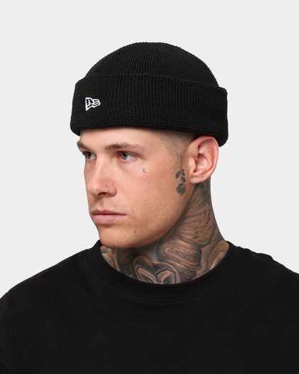 New Era Waffle Knit Thin Fisherman Beanie Black