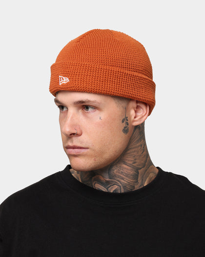 New Era Waffle Knit Thin Fisherman Beanie Burnt Orange