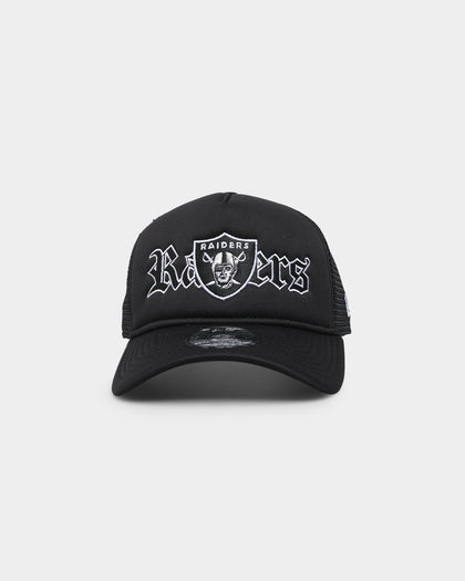New Era Las Vegas Raiders 'Gothic Script' Foam Front 9FORTY A-Frame Trucker Snapback Original Team Colours