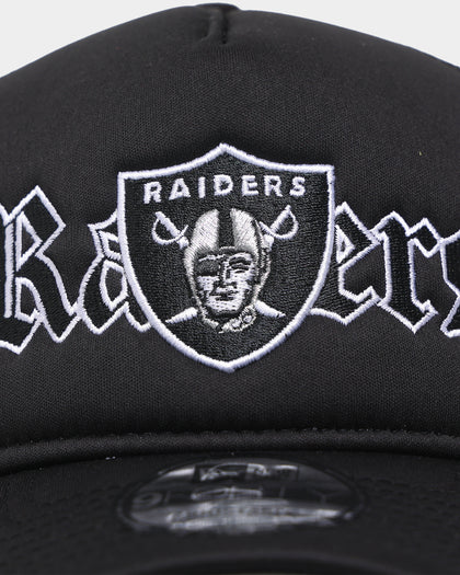 New Era Las Vegas Raiders 'Gothic Script' Foam Front 9FORTY A-Frame Trucker Snapback Original Team Colours