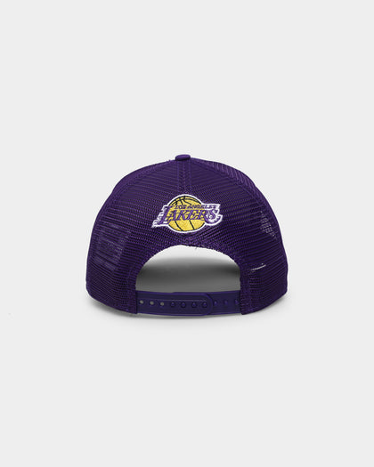 New Era Los Angeles Lakers 'Gothic Script' Foam Front 9FORTY A-Frame Trucker Snapback Original Team Colours