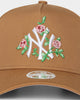 New Era Women's New York Yankees Rose Embroidery Q122 9FORTY A-Frame Strapback Wheat